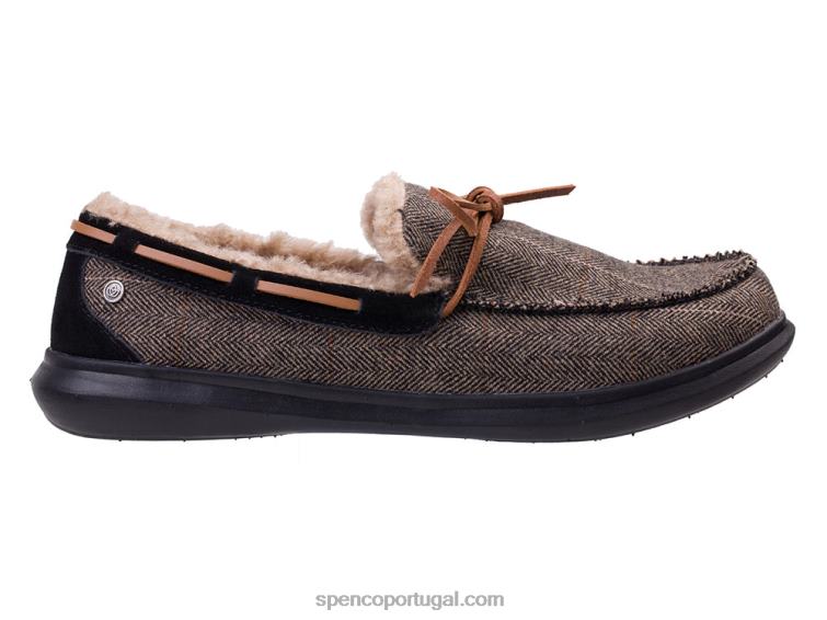 Spenco Footwear preto/castanho chinelo de tweed de bétula masculino 648F902