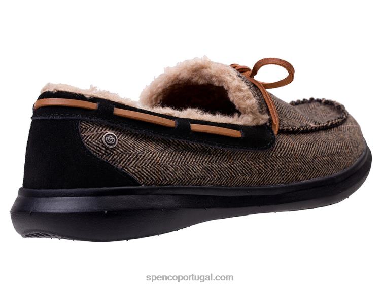 Spenco Footwear preto/castanho chinelo de tweed de bétula masculino 648F902