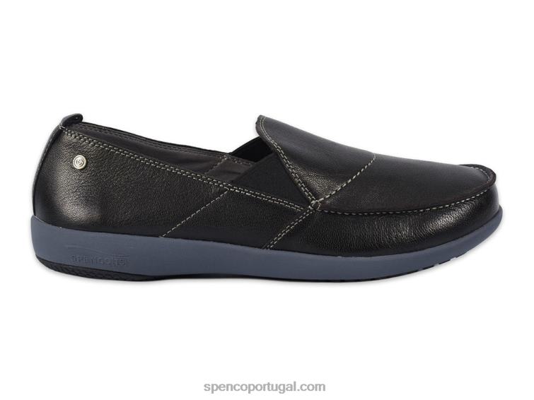 Spenco Footwear preto slip-on de couro siesta masculino 648F877