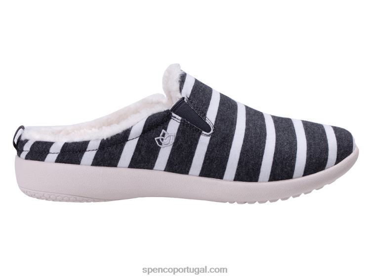 Spenco Footwear Branco cinzento chinelo listrado dundee 648F760 mulheres