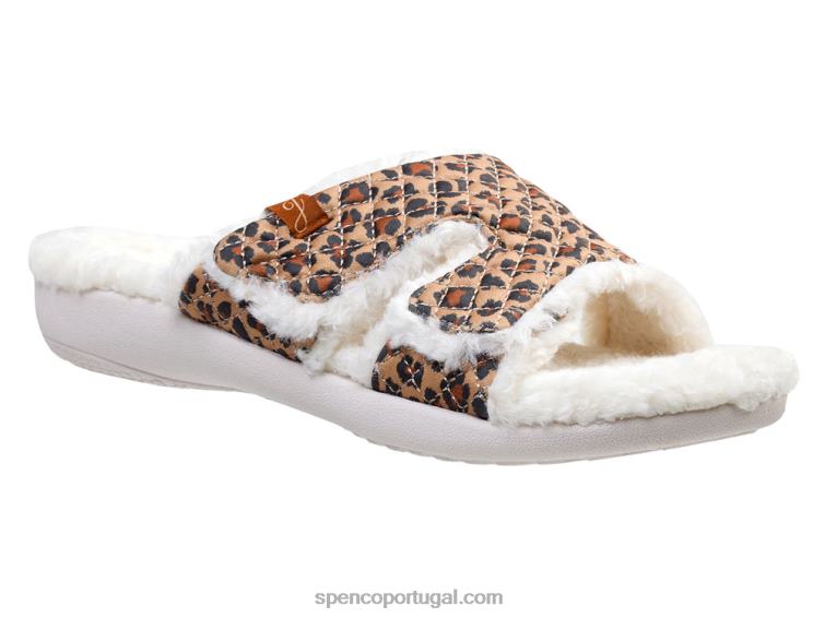 Spenco Footwear leopardo bronzeado Janie chinelo 648F753 mulheres