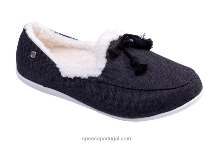 Spenco Footwear preto chinelo ao lado da lareira 648F778 mulheres