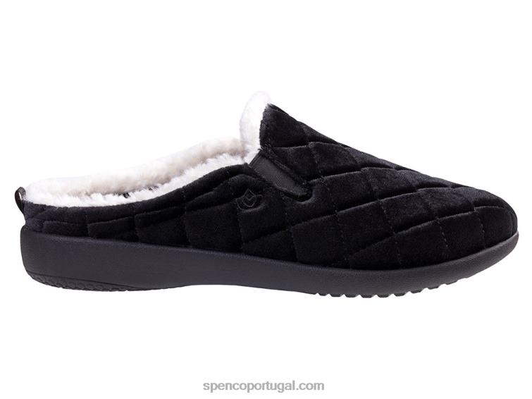 Spenco Footwear preto chinelo de veludo 648F712 mulheres