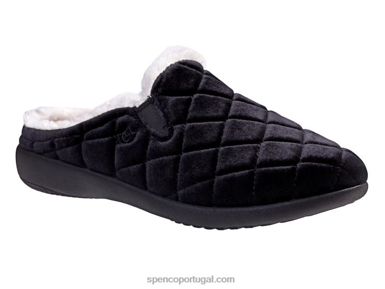 Spenco Footwear preto chinelo de veludo 648F712 mulheres