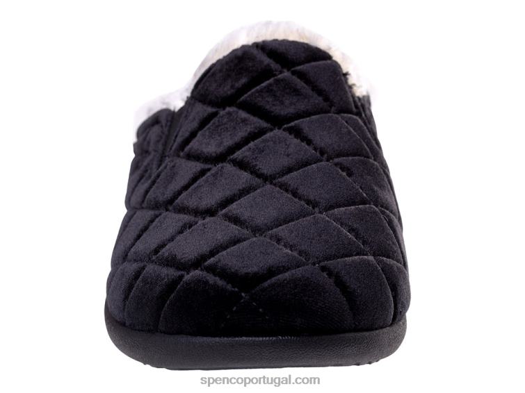Spenco Footwear preto chinelo de veludo 648F712 mulheres