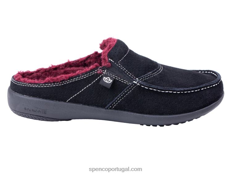 Spenco Footwear preto slide de pelúcia sesta 648F769 mulheres