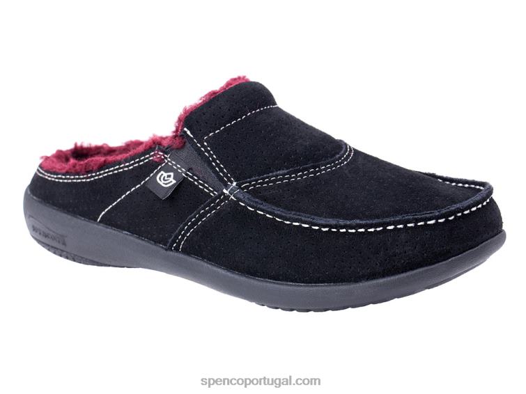 Spenco Footwear preto slide de pelúcia sesta 648F769 mulheres
