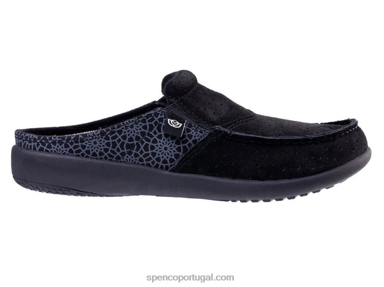 Spenco Footwear preto slide sesta mosaico 648F391 mulheres