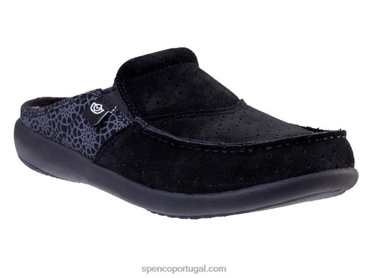 Spenco Footwear preto slide sesta mosaico 648F391 mulheres