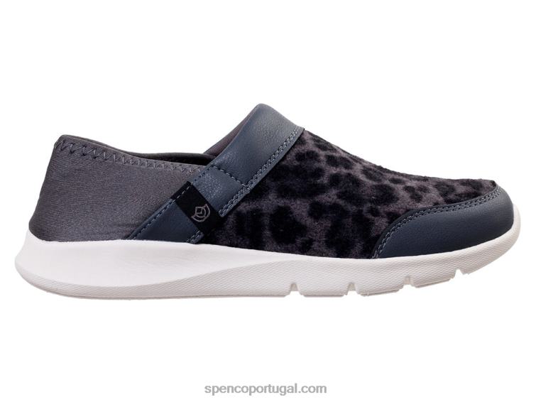 Spenco Footwear leopardo cinza cabriolet sem cadarço 648F436 mulheres