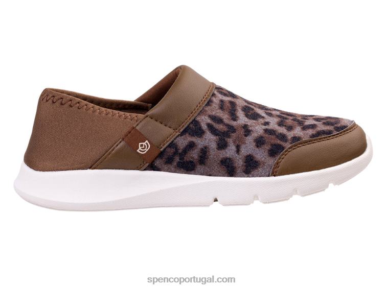 Spenco Footwear leopardo marrom cabriolet sem cadarço 648F433 mulheres