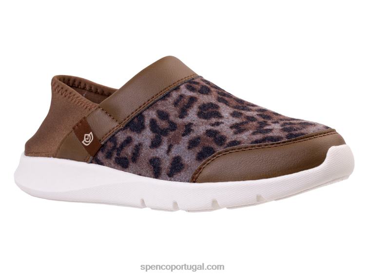 Spenco Footwear leopardo marrom cabriolet sem cadarço 648F433 mulheres