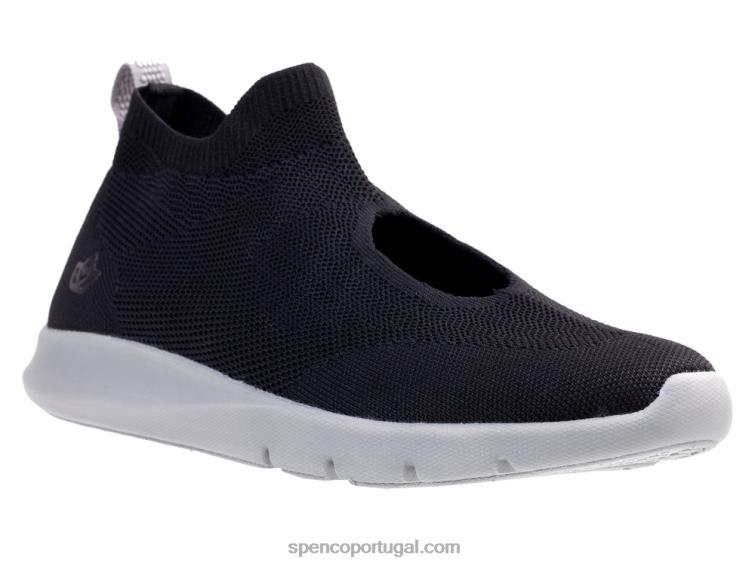 Spenco Footwear preto peek-a-boo slip-on 648F413 mulheres