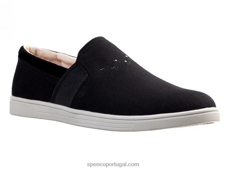 Spenco Footwear preto lona à beira-mar 648F289 mulheres
