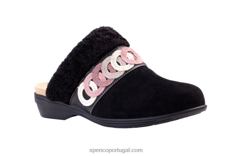 Spenco Footwear preto ojai tamanco aconchegante 648F552 mulheres