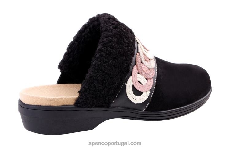 Spenco Footwear preto ojai tamanco aconchegante 648F552 mulheres