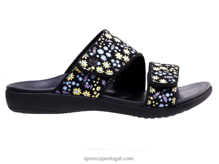Spenco Footwear preto kholo nuevo delicado floral 648F155 mulheres