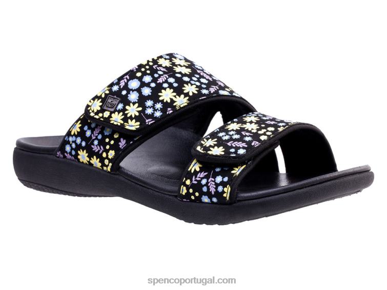 Spenco Footwear preto kholo nuevo delicado floral 648F155 mulheres