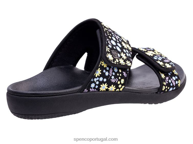 Spenco Footwear preto kholo nuevo delicado floral 648F155 mulheres