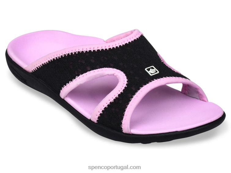 Spenco Footwear preto-rosa escorregador de brisa Kholo 648F207 mulheres
