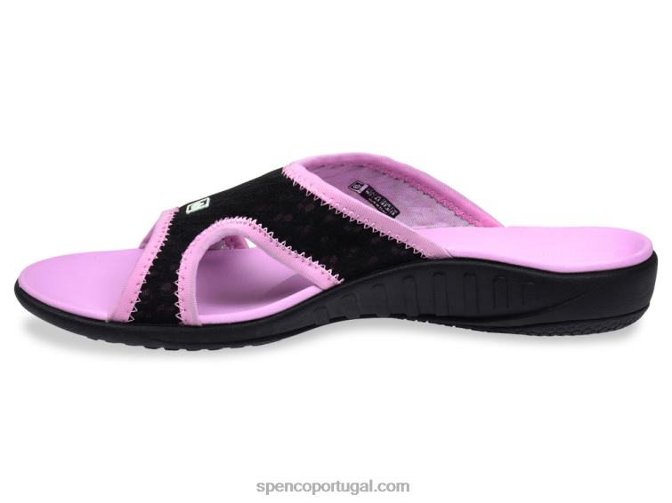 Spenco Footwear preto-rosa escorregador de brisa Kholo 648F207 mulheres