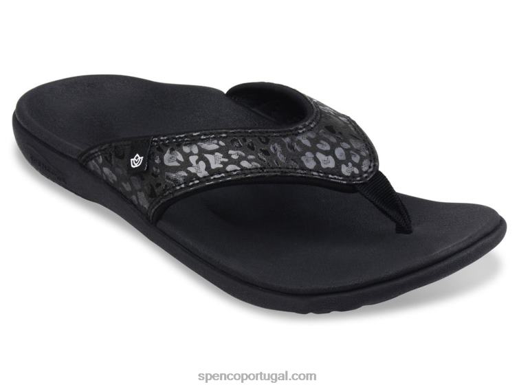 Spenco Footwear preto estampa de chita yumi 648F47 mulheres