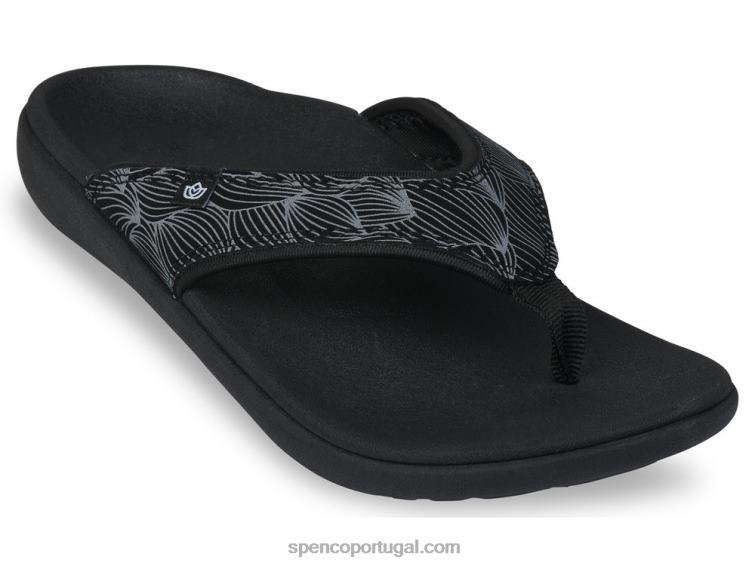 Spenco Footwear preto onda yumi 648F57 mulheres