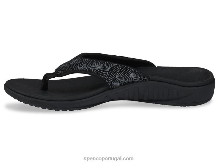 Spenco Footwear preto onda yumi 648F57 mulheres