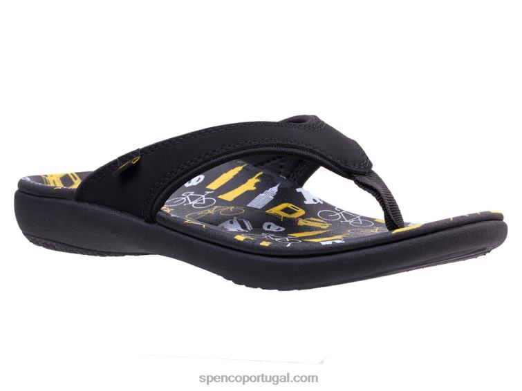 Spenco Footwear preto yumi desejo de viajar 648F68 mulheres