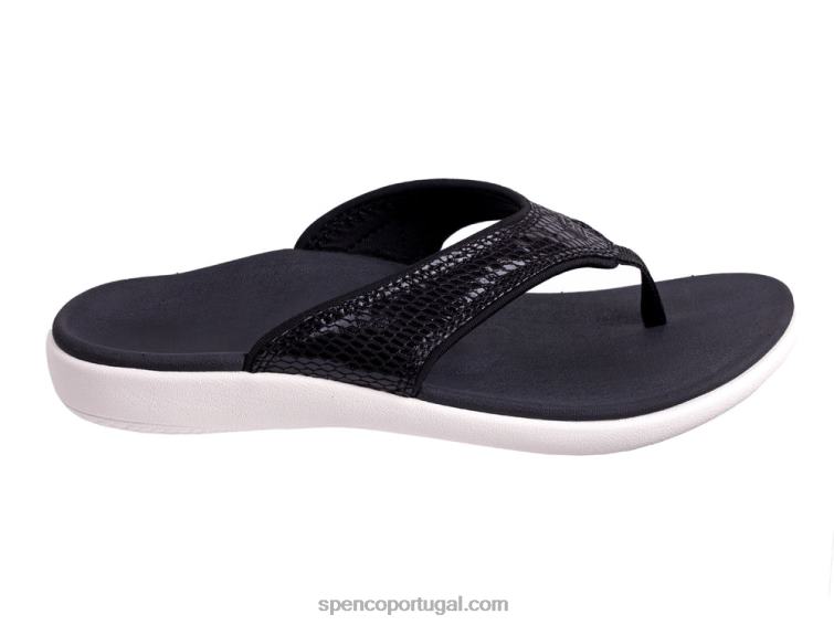 Spenco Footwear preto yumi lagartixa 648F11 mulheres