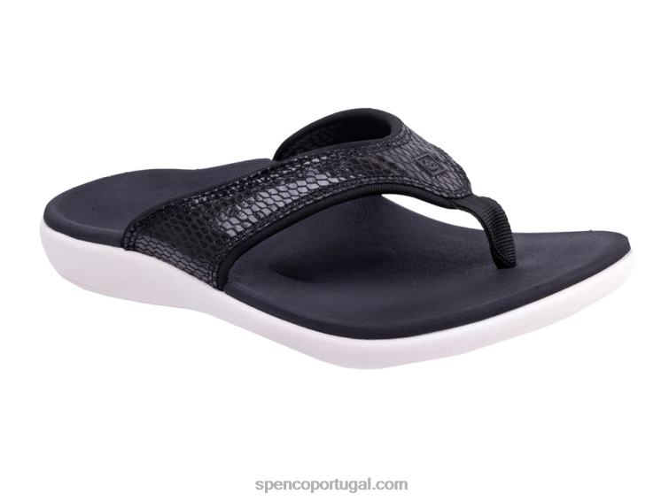 Spenco Footwear preto yumi lagartixa 648F11 mulheres